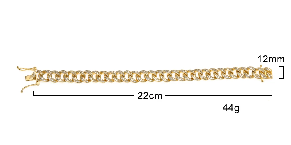 Серебро 925 кубинский браслет микро кубический циркон золото отделка хип-хоп США |