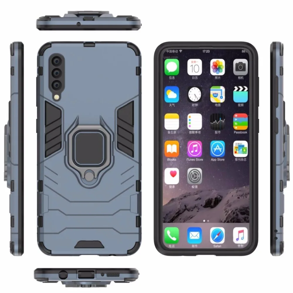 Hard Phone Cover Case for Samsung Galaxy A50 Magnetic Holder Armor Protective Rubber Bumper SM-A505F |