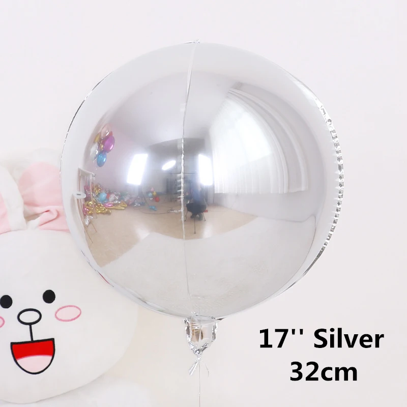 Danuyli 1 шт. 10 ''18'' 22 ''розовое золото 4D Круглый Свадебный шар День рождения украшение гелий алюминиевые фольги воздушные шары - Цвет: 17inch silver