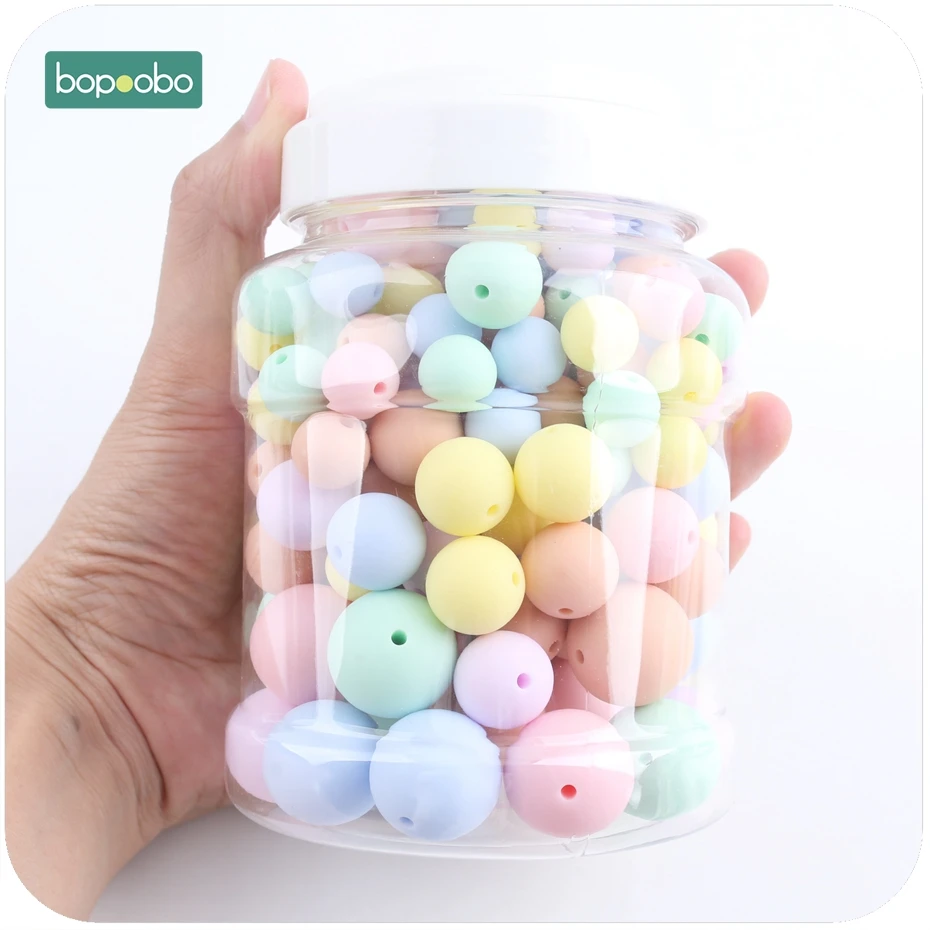 Bopobo, 200 шт, детский прорезыватель, силиконовый, жевательные бусины, карамельный цвет, набор, ожерелье без БФА, силиконовый, подарок для ребенка, силиконовый Прорезыватель