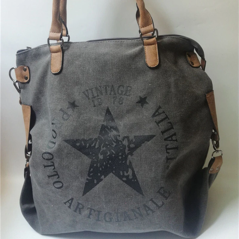 Women's Multifunctional Travel Shoulder Bag Canvas Beach Vintage Tote Handbag School Letter Printed sac a main |
