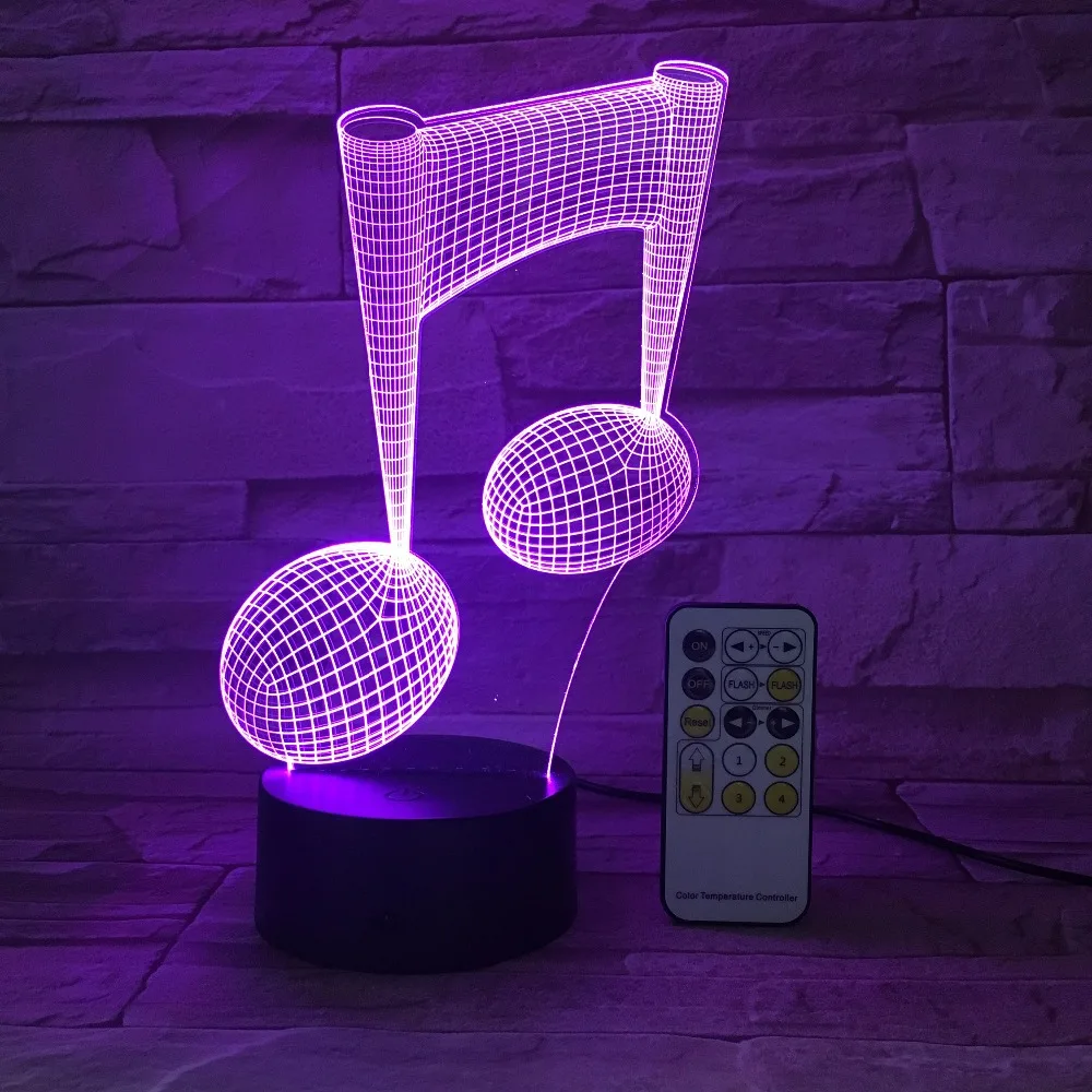 

Remote Or Touch light 3D LED Lamp Musical Note LED Night Light USB Table desk Lamp Bedside Nightlight as Gift for Music Love