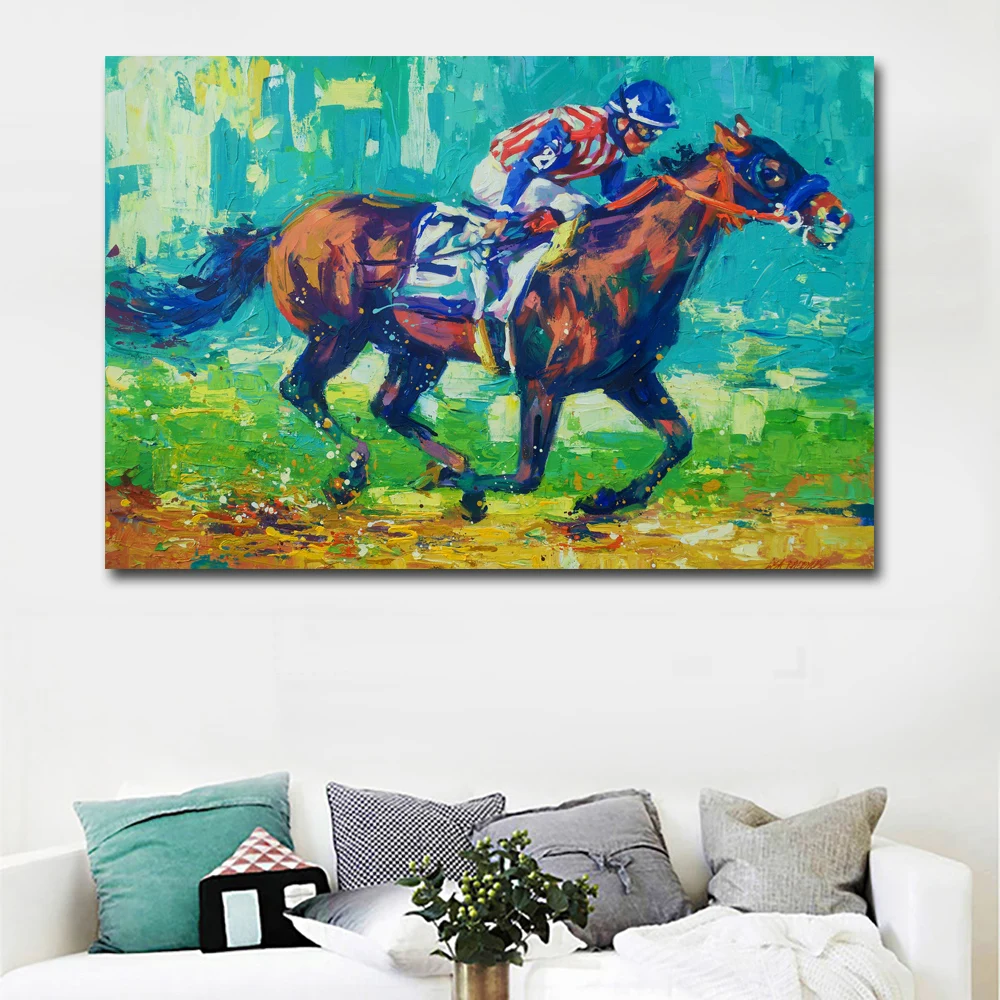 Абстрактная масляная живопись пейзаж американский дух Horserace настенная