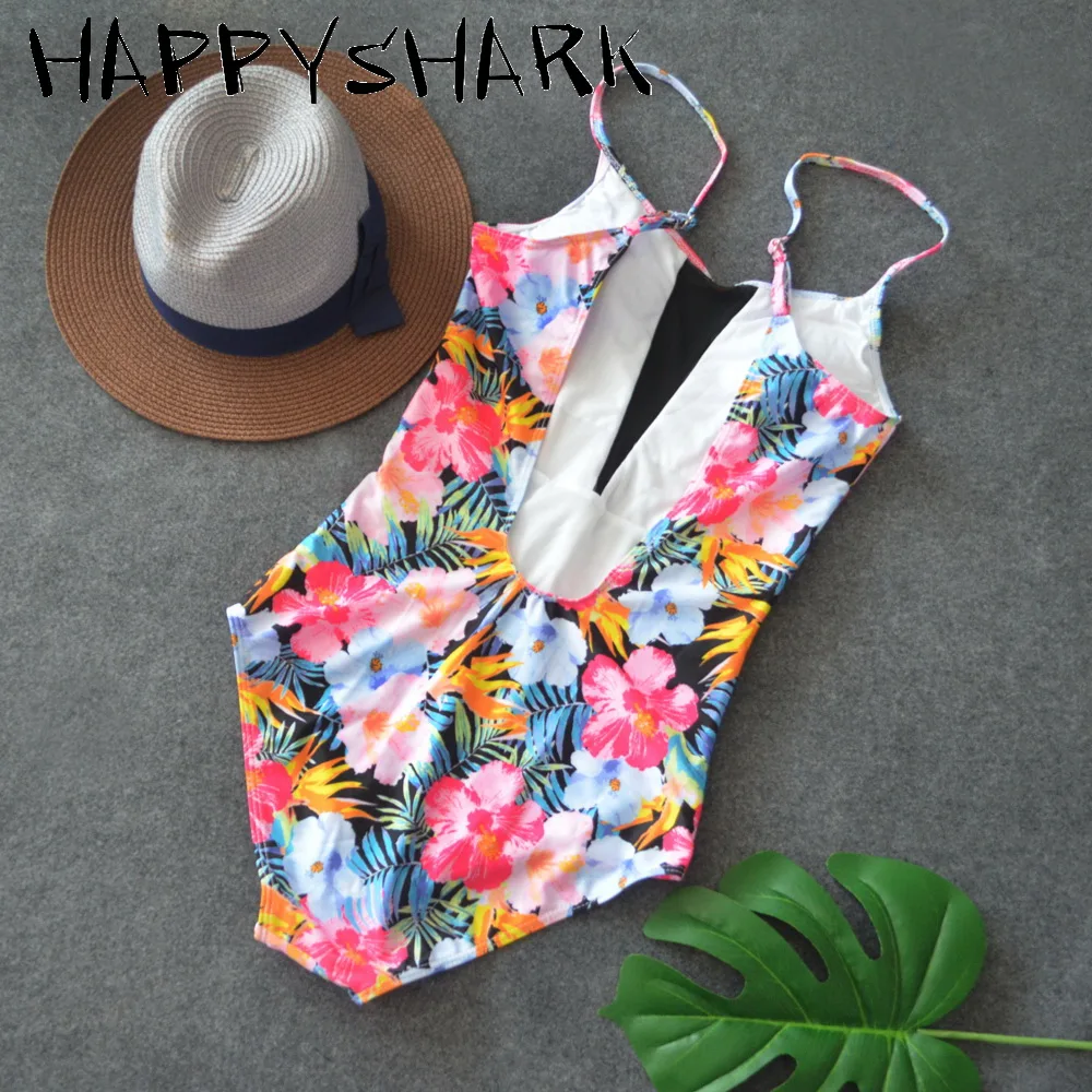 Новинка 2018 женские купальники HAPPY SHARK винтажный слитный купальник с цветочным