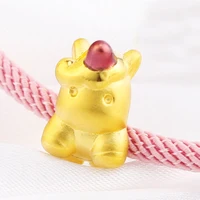 999 24K Yellow Gold Bracelet 3D Cute Unicorn String Weave Bracelet