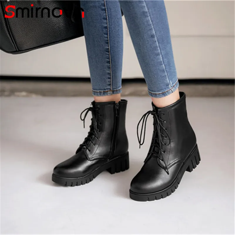Smirnova/модные зимние женские ботинки из искусственной кожи большие размеры 2020 г.