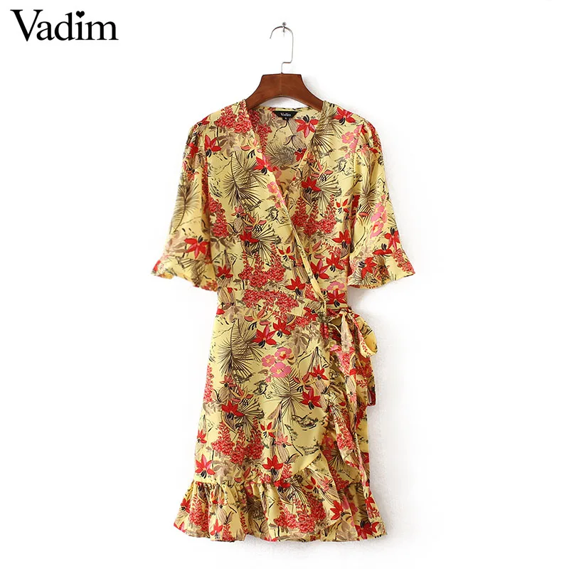 Vadim милый женский плиссированное платье с цветочным принтом и оборками