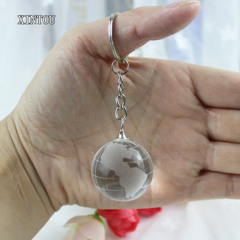 K9 Crystal Ball XINTOU Кристалл земного брелок в форме земного шара Мода и подарок дома Висячие стеклянные шарики глобус Карта мира украшения детский подарок на день рождения - Цвет: K9 Crystal Ball