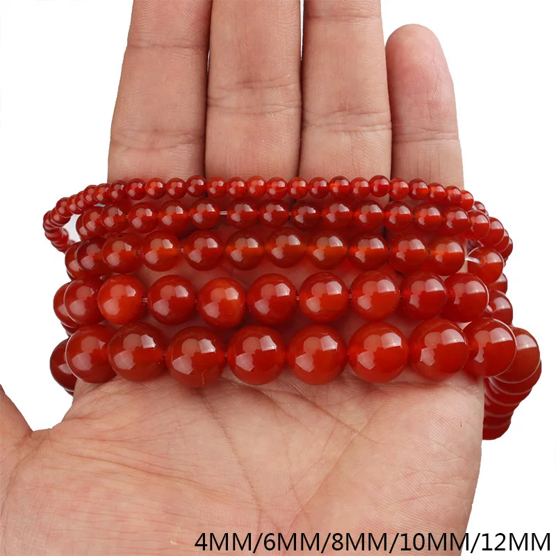 AAA натуральный камень carnelian, круглые бусины Красный Гранат Агаты Круглый свободный браслет с бусинами Ожерелье Изготовление ювелирных изделий 4 6 8 10 12 14 16 мм