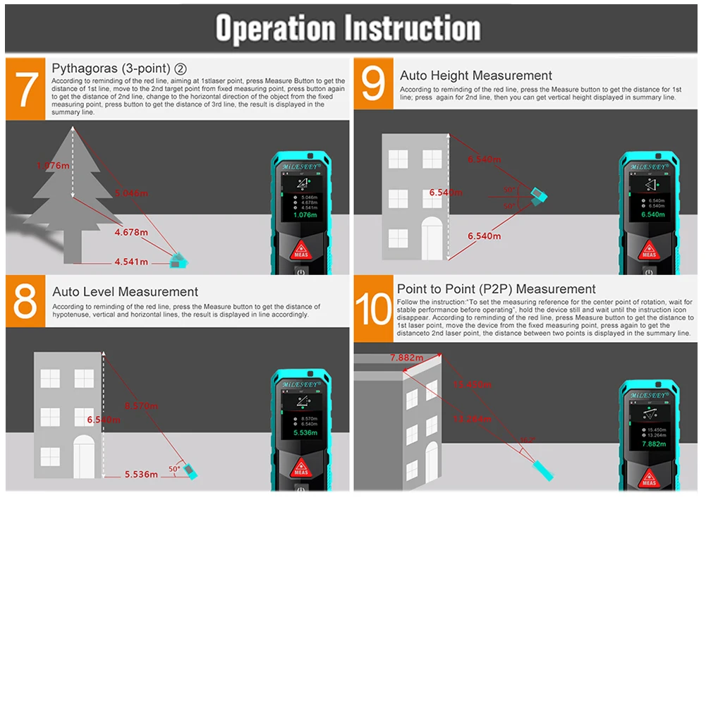 40 M/60 M/Bluetooth цифровой лазерный дальномер ручной дальномер поворотный сенсорный экран лазерный измеритель с камерой