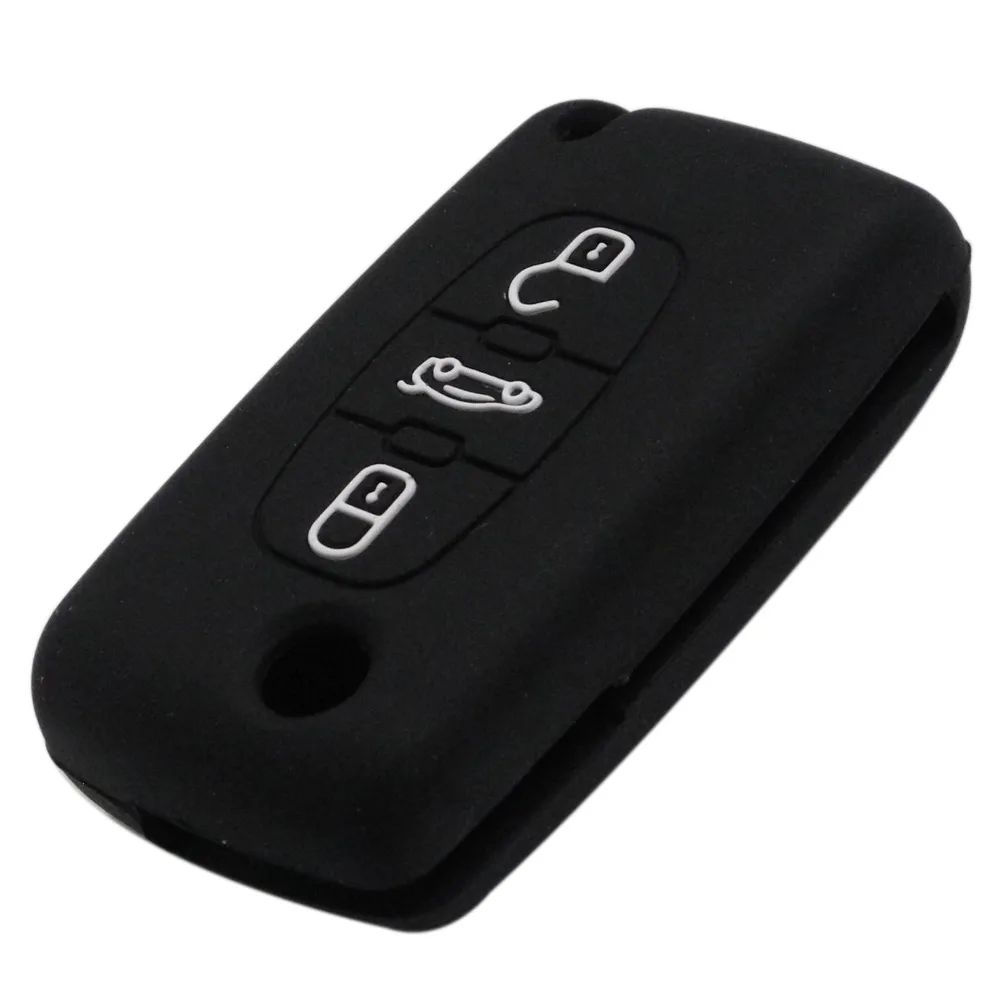 Силиконовый чехол для ключей от машины чехол для peugeot 307 308 407 Citroen C3 C4 C6 Xsara Picasso Berlingo 3 кнопки Складной флип-пульт дистанционного брелока