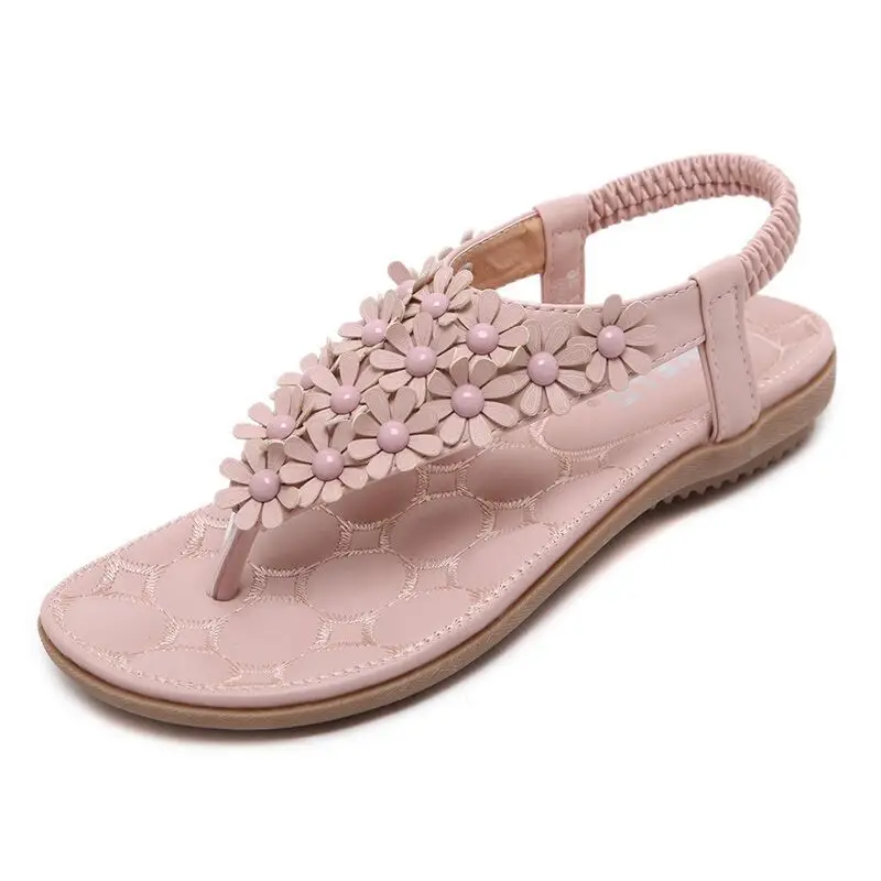 Женщины Цветочные Сандалии 2017 Лето Чешский Босоножки Дамы Пляж Гладиатор