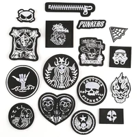 white embroidery skull cloth sticker pattern patch home ironing paste patch clothing design punk wind diy simple patch