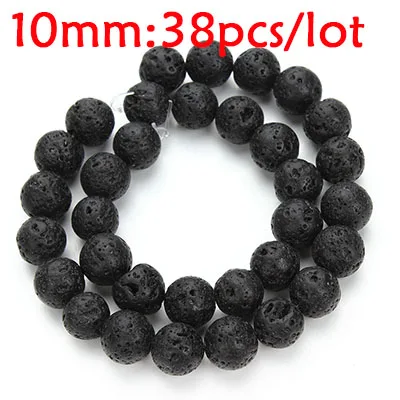 10mm Высокое качество, круглый шар, черный натуральный камень, лава, бусины, вулканический камень, свободные бусины, 4 мм, 6 мм, 8 мм, 10 мм, 12 мм, сделай сам, браслет, изготовление ювелирных изделий - Цвет: 10mm