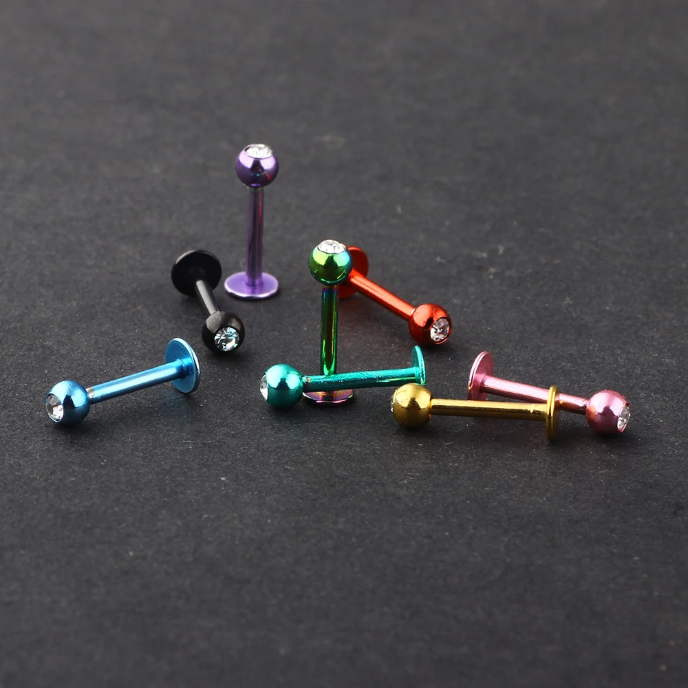 JUNLOWPY Labret Monroe кольцо для губ микс 8 цветов 100 шт нержавеющая сталь ювелирные изделия для тела анодированный пирсинг для пупка Спиральные серьги-гвоздики