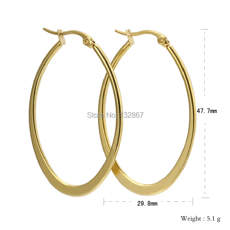 Женские серьги-кольца овальной формы из нержавеющей стали