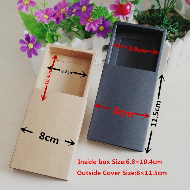 50pcslot free shipping gift box retail black kraft paper drawer box gift craft power bank packaging cardboard boxes free global shipping