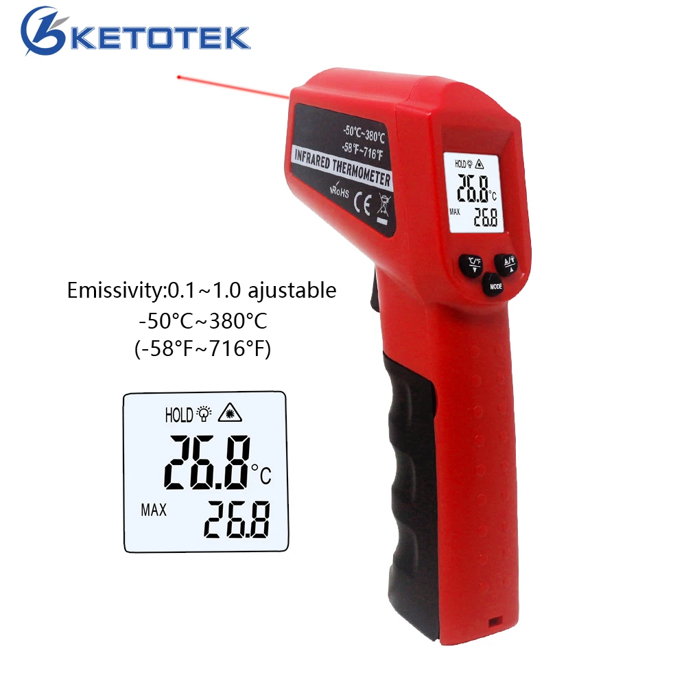  50 380C 58 ~ 716F цифровой красный лазерный термометр Бесконтактный ИК инфракрасный