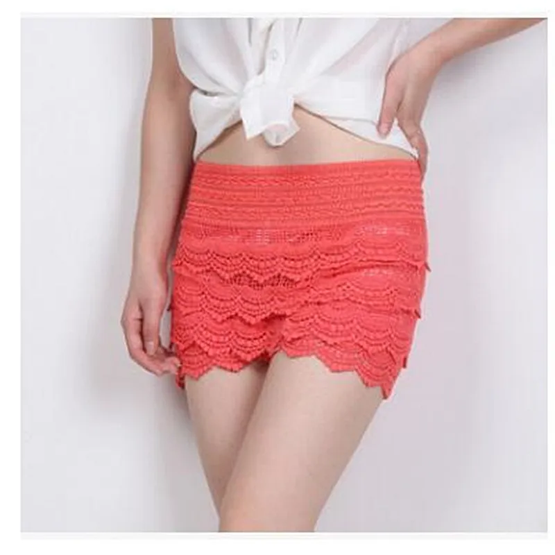 2017 New Summer Fashion Womens Shorts Sweet Style Lace Crochet Elastic Waist Slim Short Pants Plus Size S M L XL 2XL 7 color | Женская