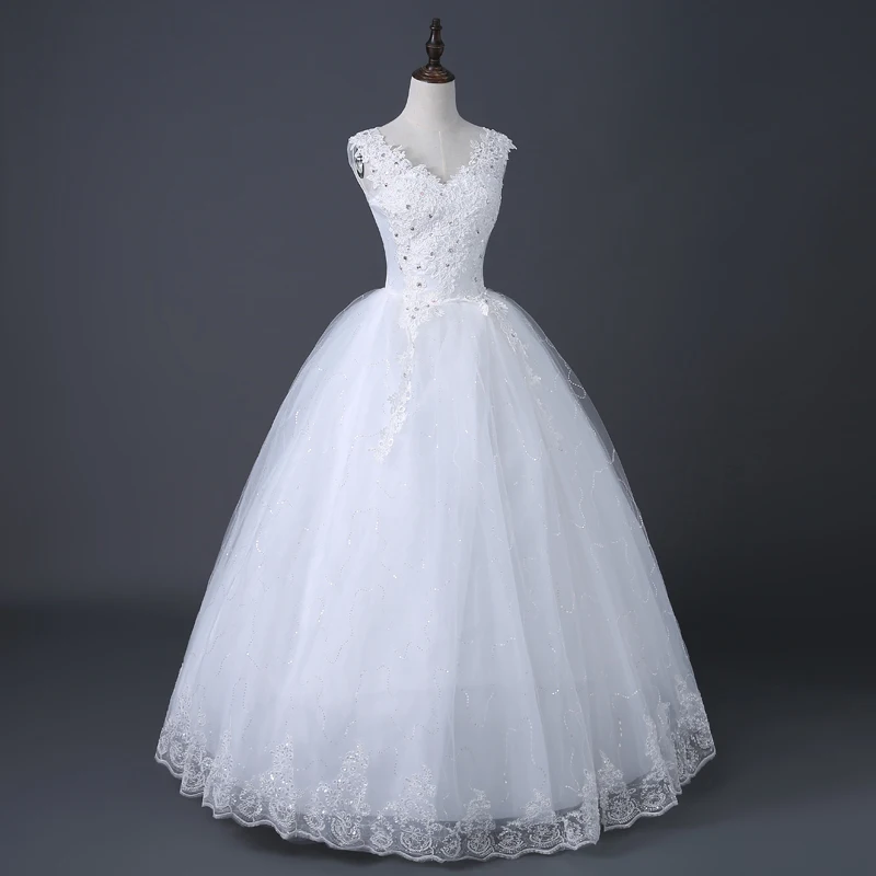 Vestido De Noiva, Новое поступление, органза, v-образный вырез, кристалл, алмаз, на шнуровке, бальное платье, кружево, сатин, принцесса, свадебные платья
