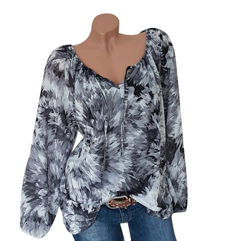 Женская блузка с длинным рукавом и V образным вырезом|Блузки| |