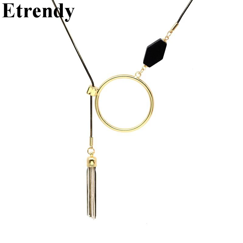 

Simple Circle Tassel Long Necklace Women 2019 Fashion Jewelry Korean Sweater Necklaces & Pendants Bijoux