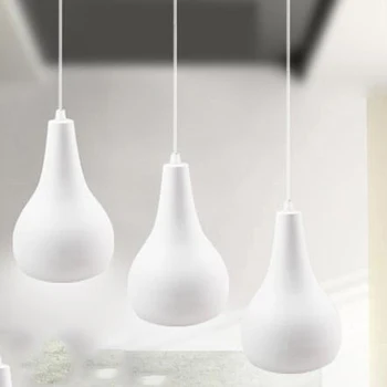 

Modern LED Pendant Lamp 85-265v Restaurant Energy-saving Living room Bedroom Indoor Decor Lighting Black White Metal Fixture