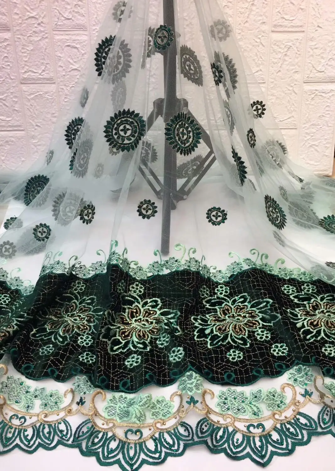 Latest African French Lace Fabric High Quality Tulle Net purple 5 Yards Embroidery Nigerian For Women | Дом и сад