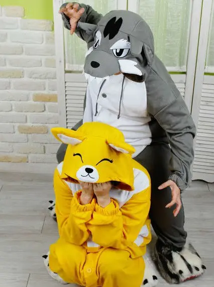 Новинка Пижама унисекс для взрослых с изображением волков и животных комбинезон