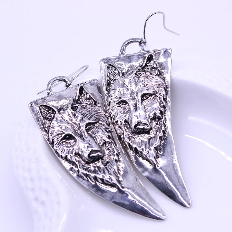 Винтажные длинные серьги в форме волка рога стиле панк винтажные для женщин