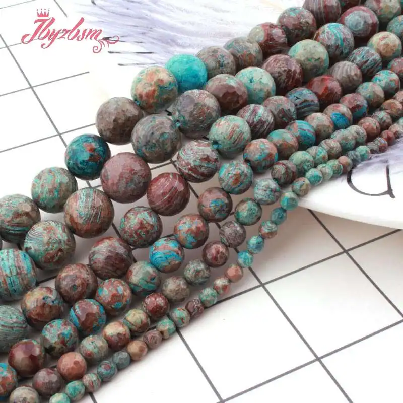 

6 8 10 12mm Round Bead Crazy Lace Agates Faceted Natural Stone Beads For DIY Necklace Bracelets Jewelry Making 15"