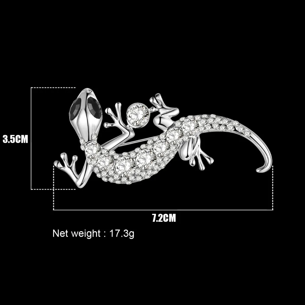 Женская Брошь ящерица Bonsny металлическая брошь Ящерица из горного хрусталя |