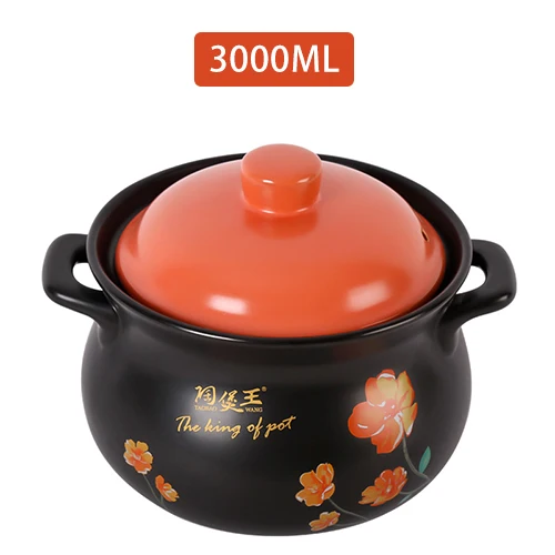 3л эмалированный керамический суп Pos цветная крышка кастрюля Cocotte Ceramique тушение керамический горшок для приготовления пищи - Цвет: Orange
