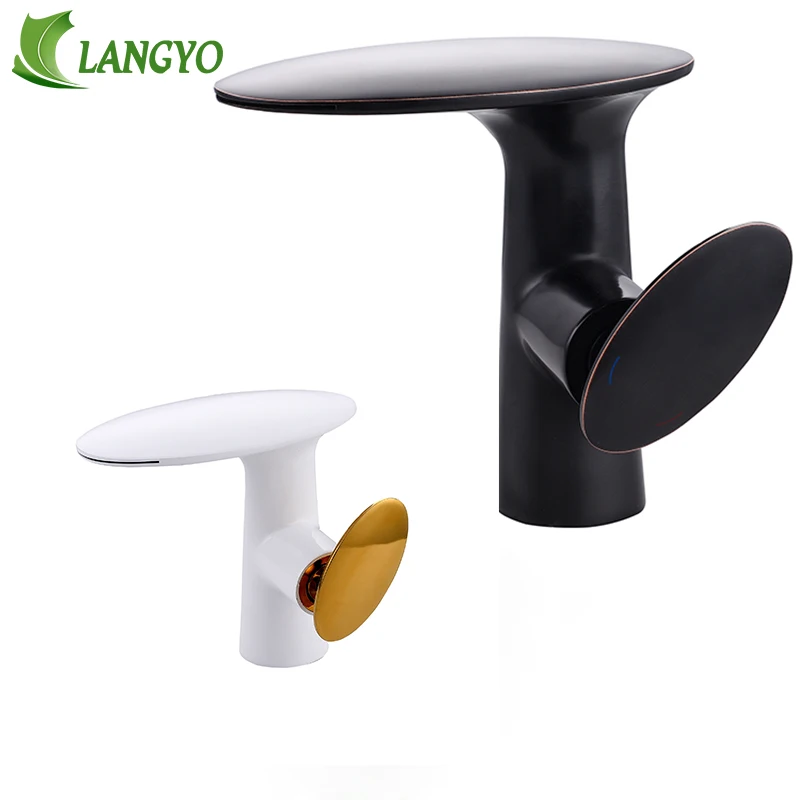 

Wholesale And Retail Black Brass Basin Faucet Single Handle Waterfall Basin Mixer Tap Hot & Cold Bathroom Faucets Sink Faucet