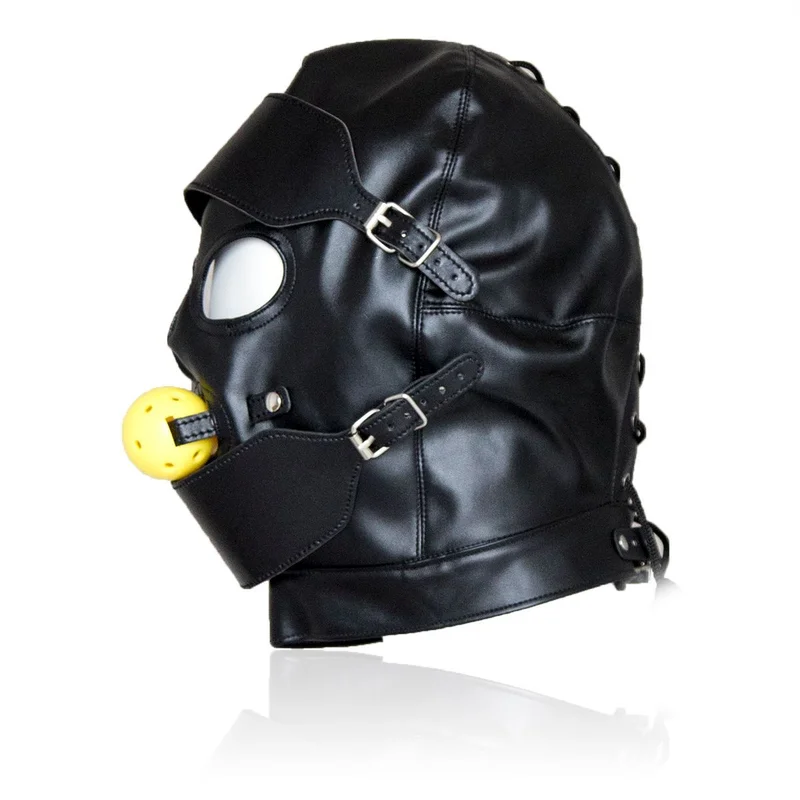 Маска BDSM с рот кляп в форме шарика маска-Фетиш головные уборы бондаж из