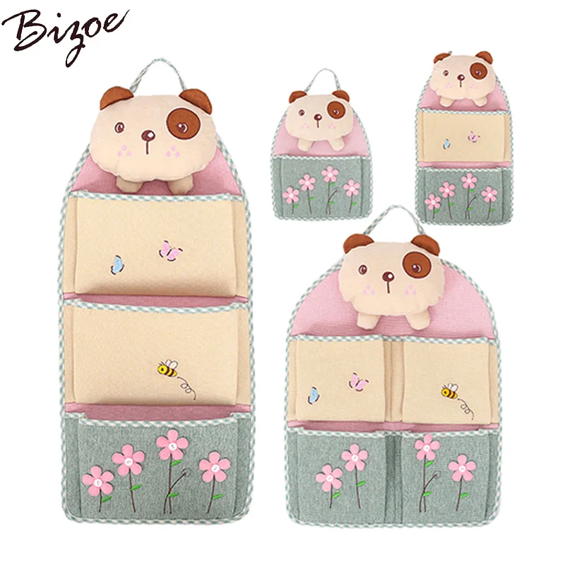 Разноцветная тканевая подвесная сумка для хранения с 3d медведем|Подвесные