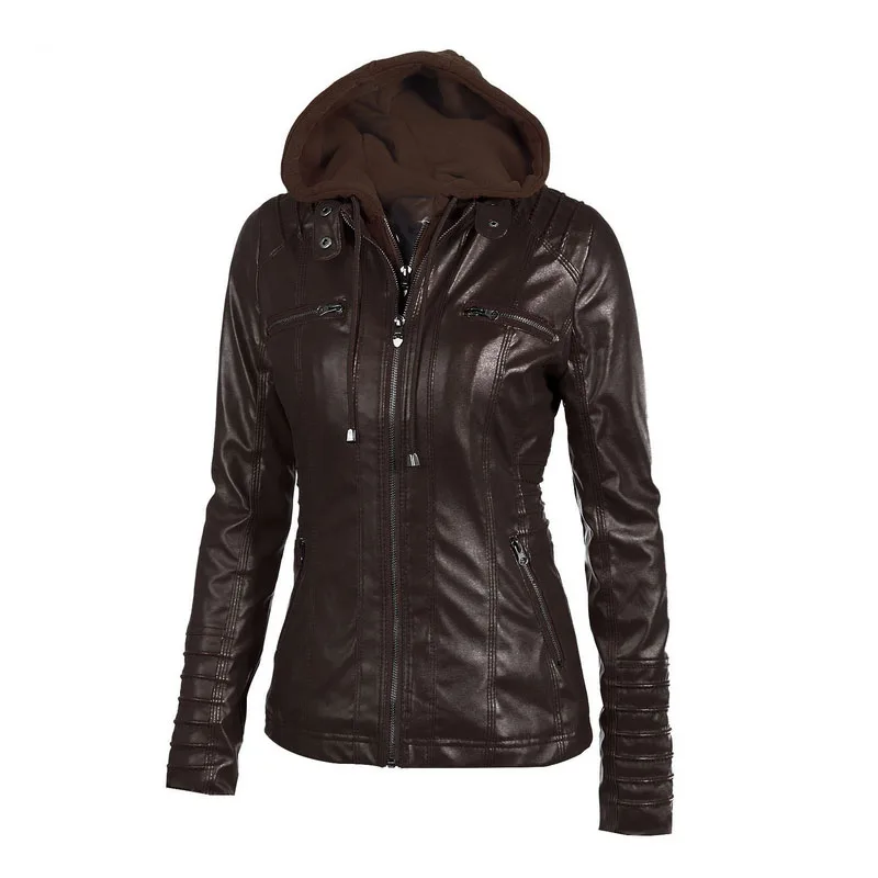 Женская байкерская куртка из ПУ кожи на молнии с капюшоном|winter women|jacket 6xljacket pu |