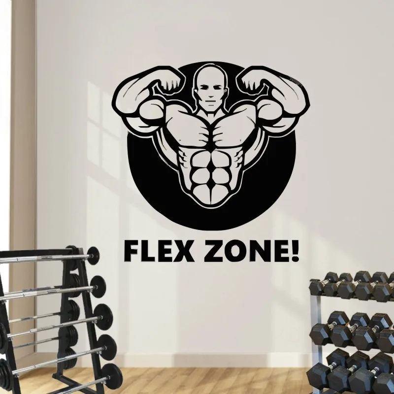 

Felx Zone Quote Wall Stickers Muscle Man Vinyl Wall Mural Home Decor Gymnasium Art Wall Mural Y-563