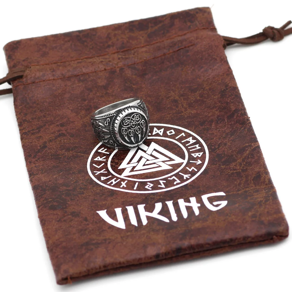 Мужское кольцо из нержавеющей стали 316L norse jewlery Викинг-Волк paw vantage