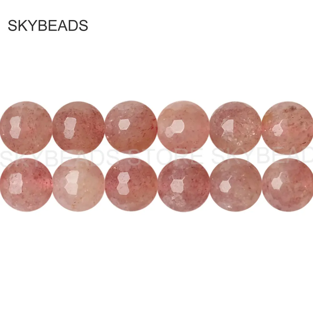 

Healing Crystal Quartz Beads for DIY Jewelry Making Supplies Faceted Natural Strawberry Quartz Gemstone 6 8 10mm Loose Beads