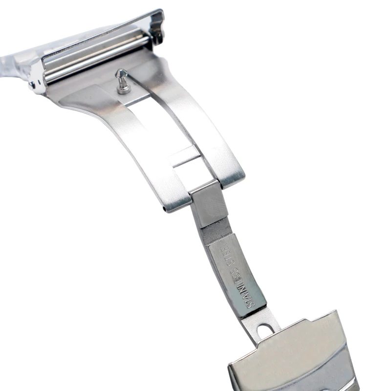 22mm 20mm Silver/Black Stainless Steel Solid Link Watch Band Strap Folding Clasp with Safety Men Replacement Correa De Reloj