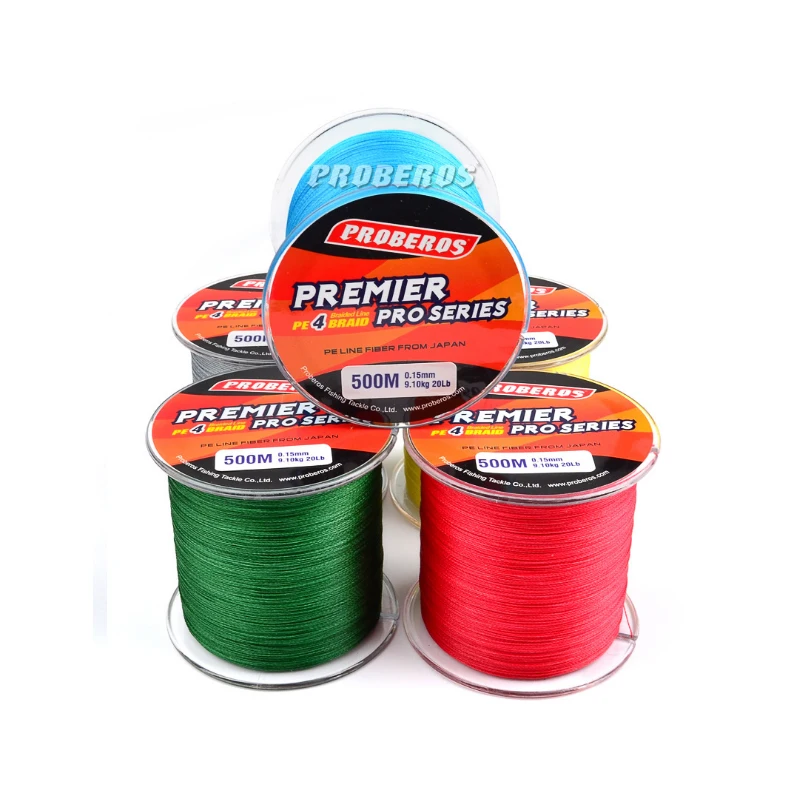 PRO BEROS бренд 500 м PE плетеная леска 4 нити 8LB 10LB 20LB 60LB 80LB 100LB мультифиламентная