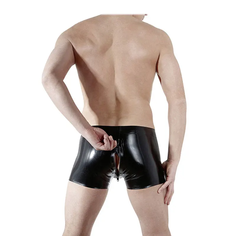 M-XXL, Wetlook, боксеры, мужские, черные, на молнии, сексуальные, открытая промежность, трусы для геев, эротические, виниловые, кожаные, блестящие трусики