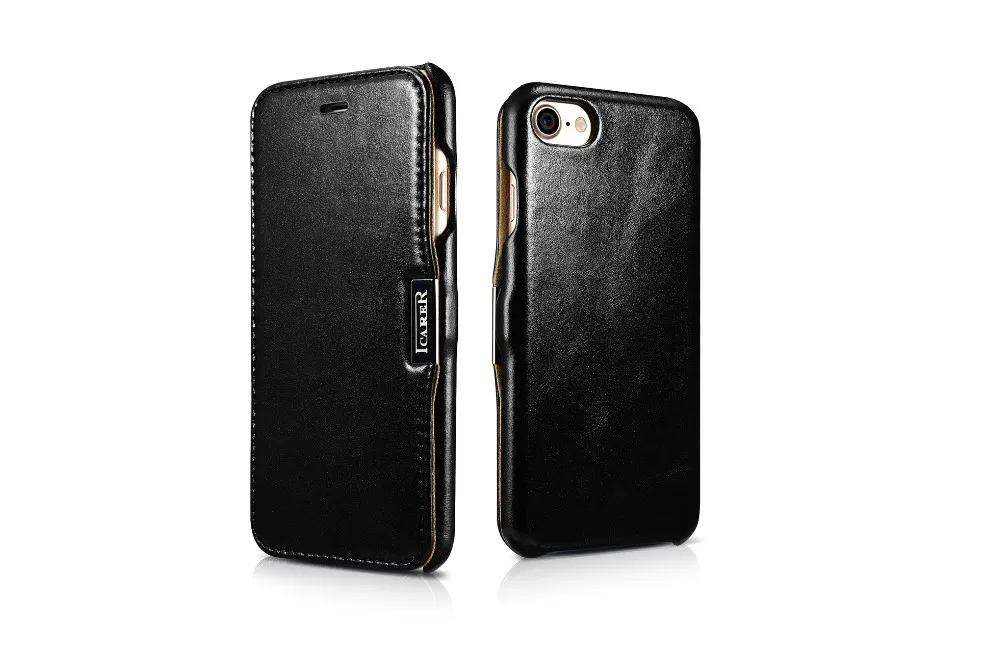 ICARER винтажная серия(открытые сбоку) чехол из натуральной кожи для iPhone 7 чистый ручной работы флип-чехол для iPhone8 черный/красный/коричневый