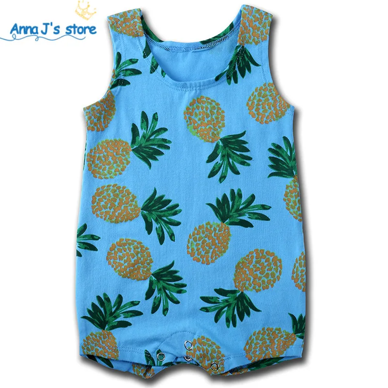 Фрукты ананас комбинезоны летние без рукавов для новорожденных одежда малышей