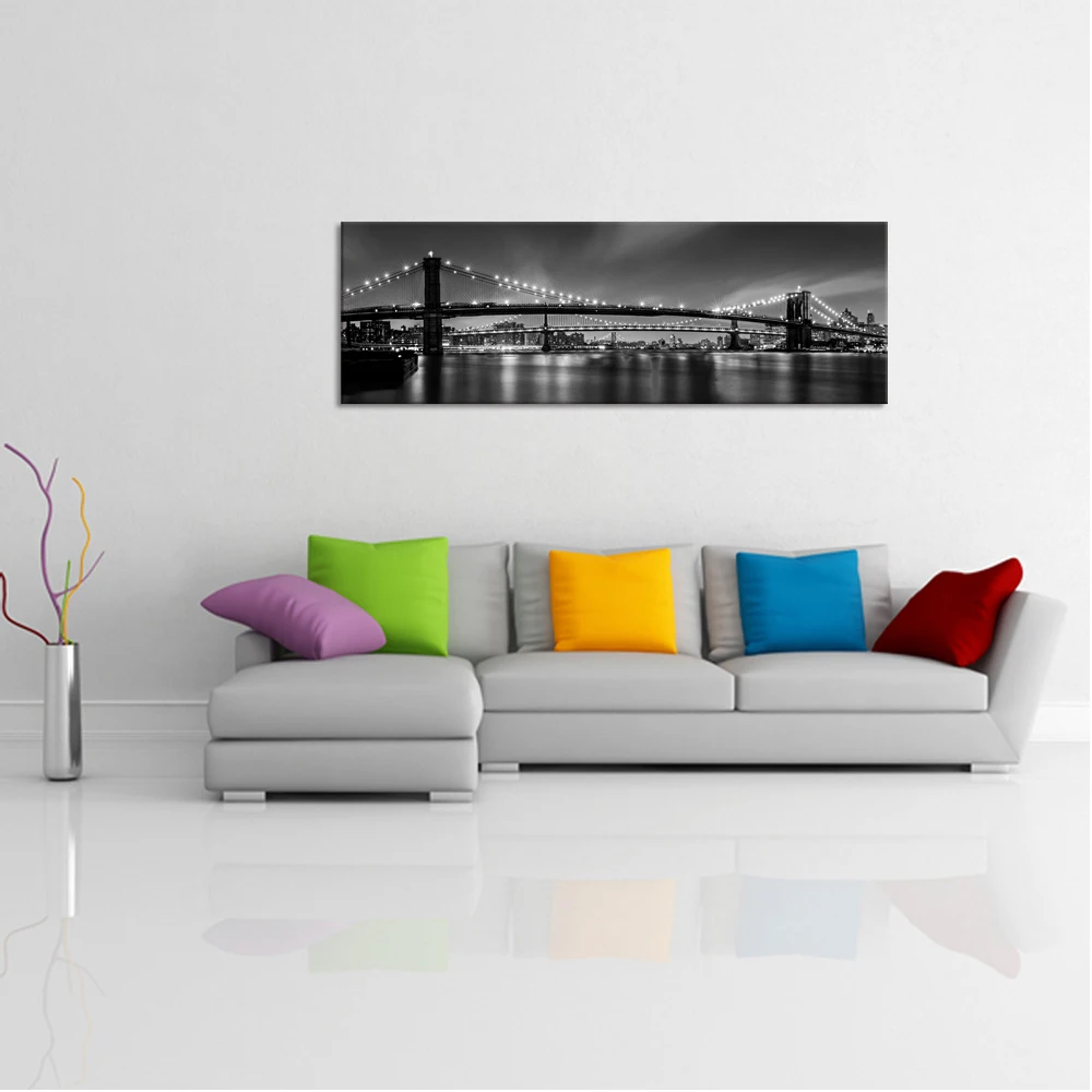 Художественный декор черно-белый Бруклинский мостик картина без рамы сделай сам