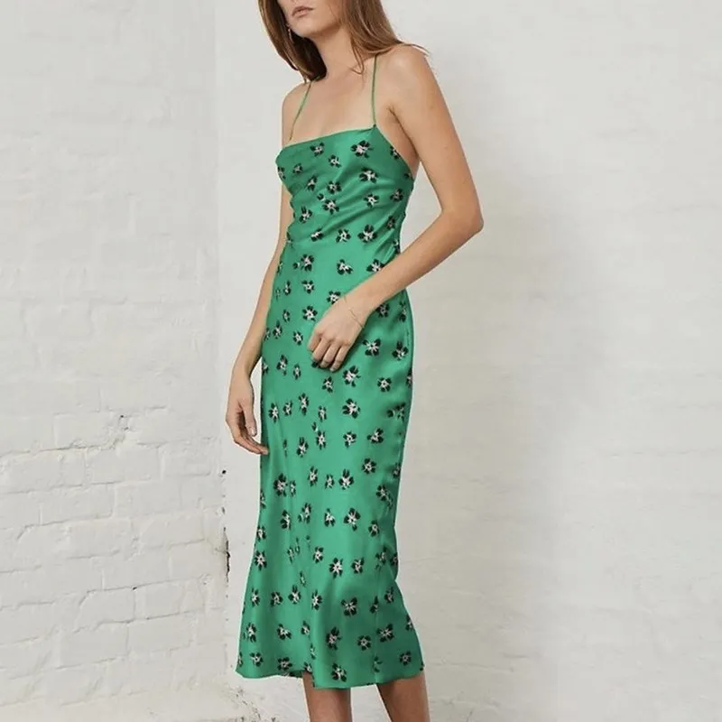 2019 женское Бандажное платье без рукавов с цветочным принтом летнее открытой