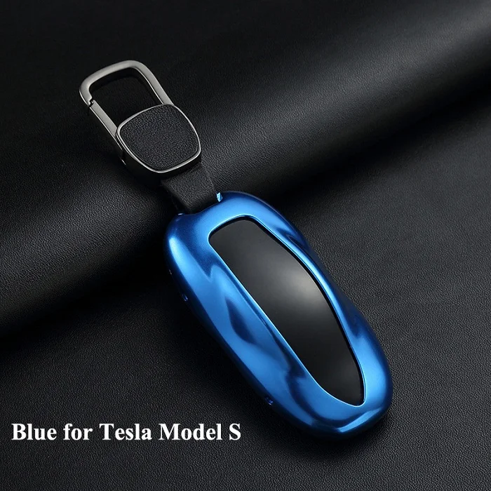 Blue for Model S 1 шт. Алюминий брелок для автомобильных ключей, чехол для ключей с Защита для ремня в виде ракушки сумка для хранения автомобиля Средства для укладки волос Tesla модель S модель X - Название цвета: Blue for Model S