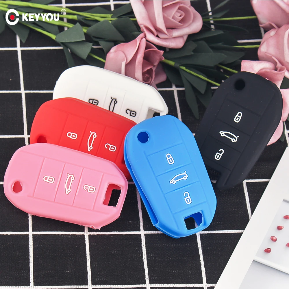 Силиконовый чехол-книжка для автомобильного ключа KEYYOU 3 BT Citroen C4 CACTUS C5 C3 C4L Peugeot 508 301
