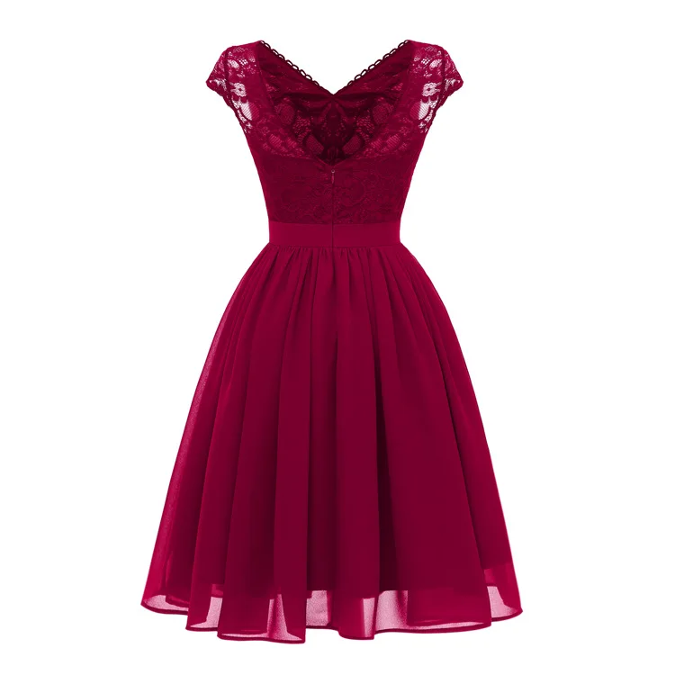 Женское шифоновое платье трапеция с v образным вырезом летнее средней длины для